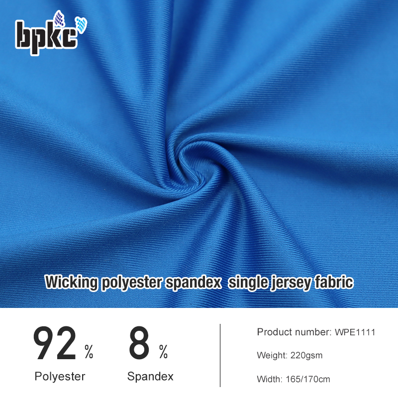 Wicking polyester spandex  single jersey fabric