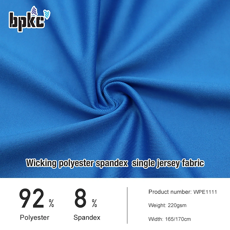 Wicking polyester spandex  single jersey fabric